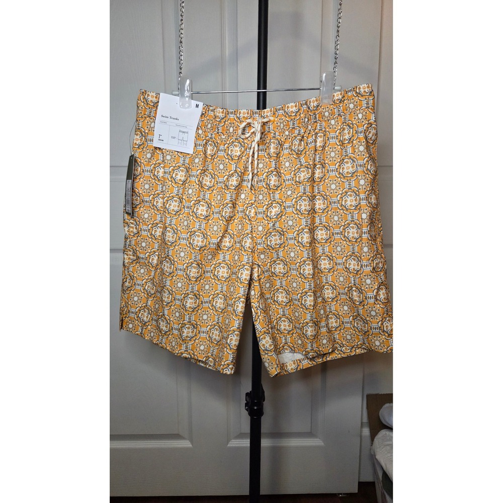 Goodfellow & Co Mens 7" Swim Trunks Gold Medallion Geometric Print Shorts Medium